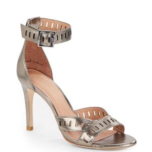 Joie Airlie Gunmetal Ankle Strap Cutout Heels Leather Sandals Size 9.5